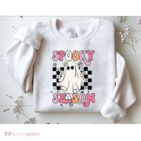 Retro Hippie Halloween Cute Ghost Spooky Season Funny Gifts Sweatshirt thumb 2