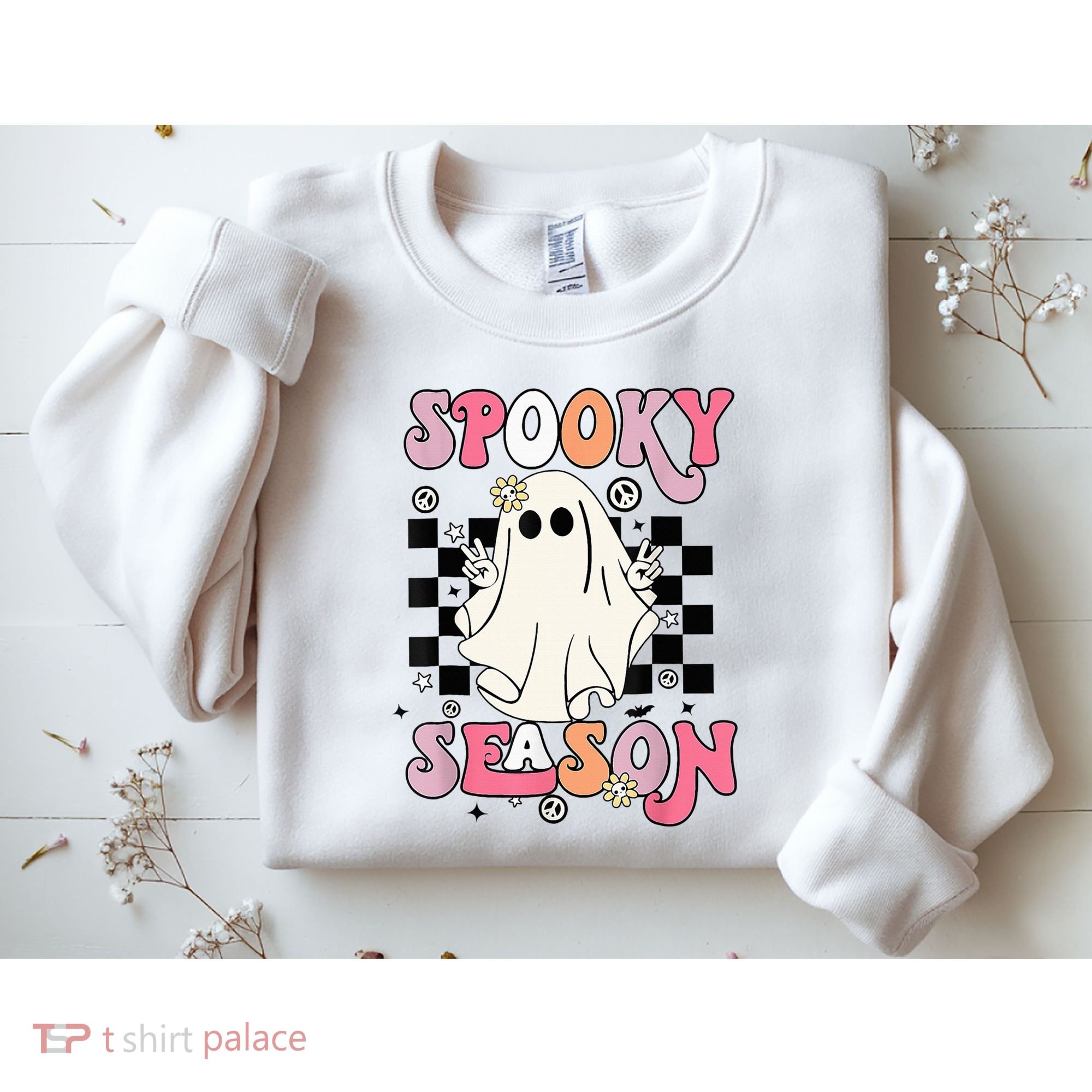 Retro Hippie Halloween Cute Ghost Spooky Season Funny Gifts Sweatshirt