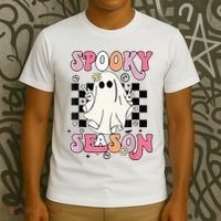 Retro Hippie Halloween Cute Ghost Spooky Season Funny Gifts T-Shirt thumb 3