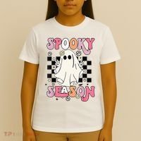 Retro Hippie Halloween Cute Ghost Spooky Season Funny Gifts T-Shirt thumb 4
