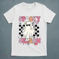 Retro Hippie Halloween Cute Ghost Spooky Season Funny Gifts T-Shirt thumb 5