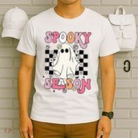 Retro Hippie Halloween Cute Ghost Spooky Season Funny Gifts T-Shirt thumb 6