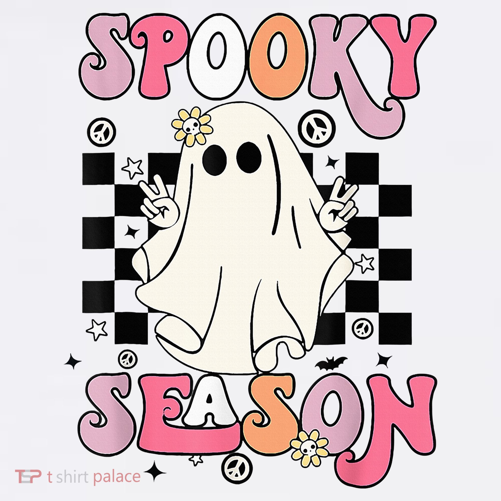 Retro Hippie Halloween Cute Ghost Spooky Season Funny Gifts T-Shirt