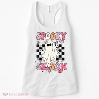 Retro Hippie Halloween Cute Ghost Spooky Season Funny Gifts Women's Tank Top thumb 0