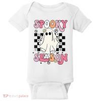 Retro Hippie Halloween Cute Ghost Spooky Season Funny Gifts Baby Bodysuit thumb 0