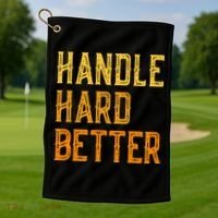 Retro Handle Hard Better Cute Gift Golf Towel thumb 1