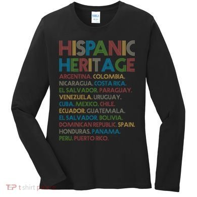 Retro Hispanic Heritage Month Countries Women's Long Sleeve Shirt