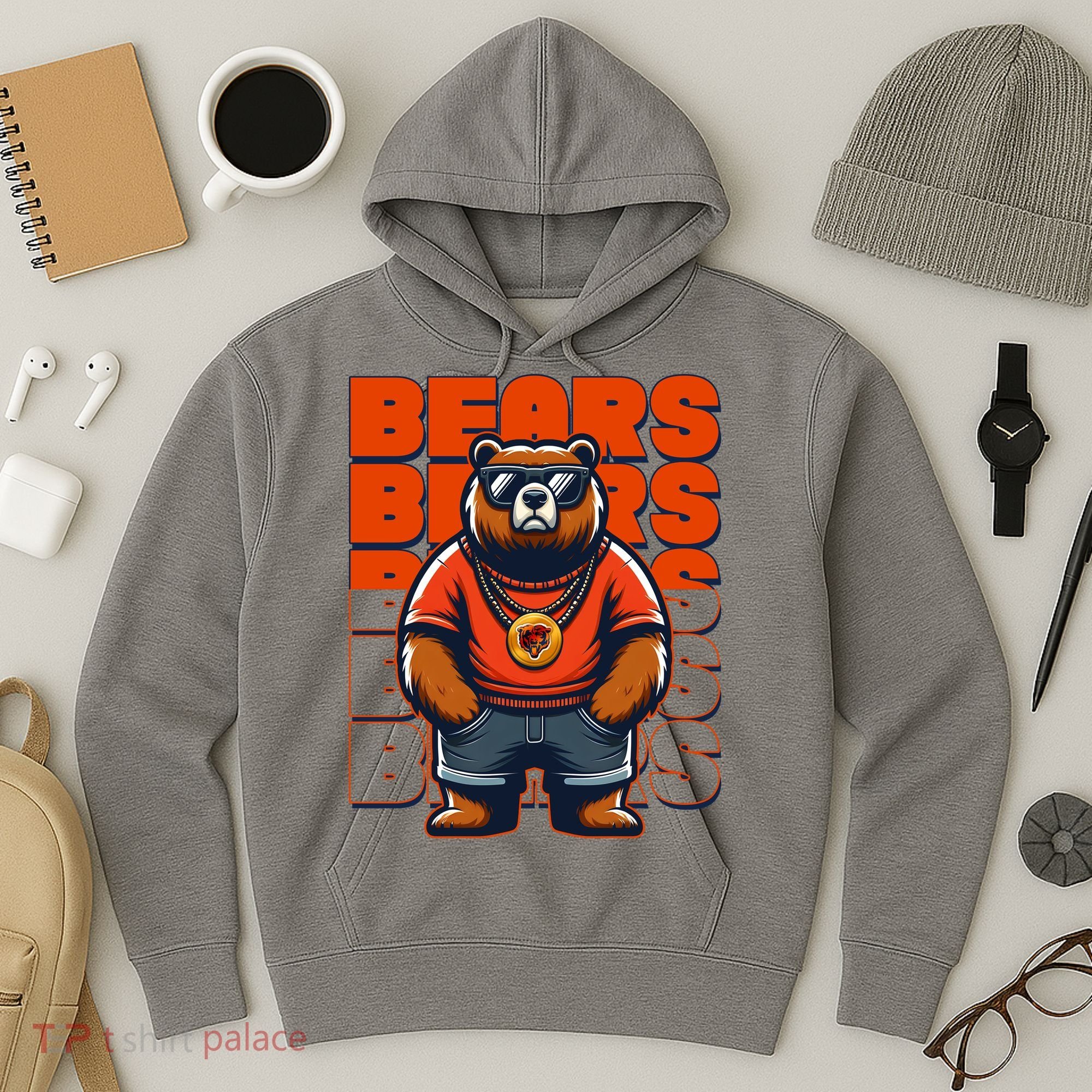 Retro Hip Hop Bears Football Hoodie