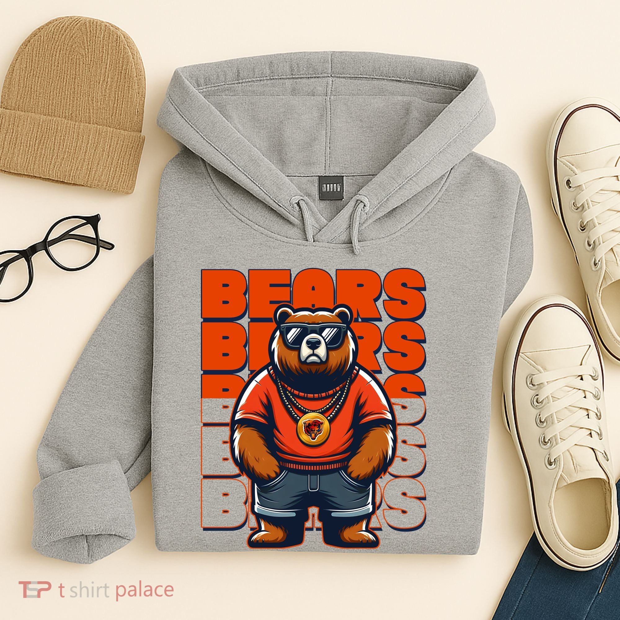 Retro Hip Hop Bears Football Hoodie