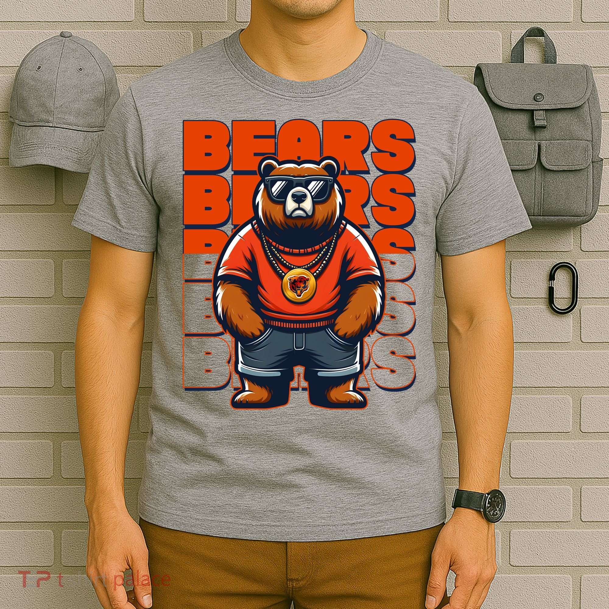Retro Hip Hop Bears Football T-Shirt