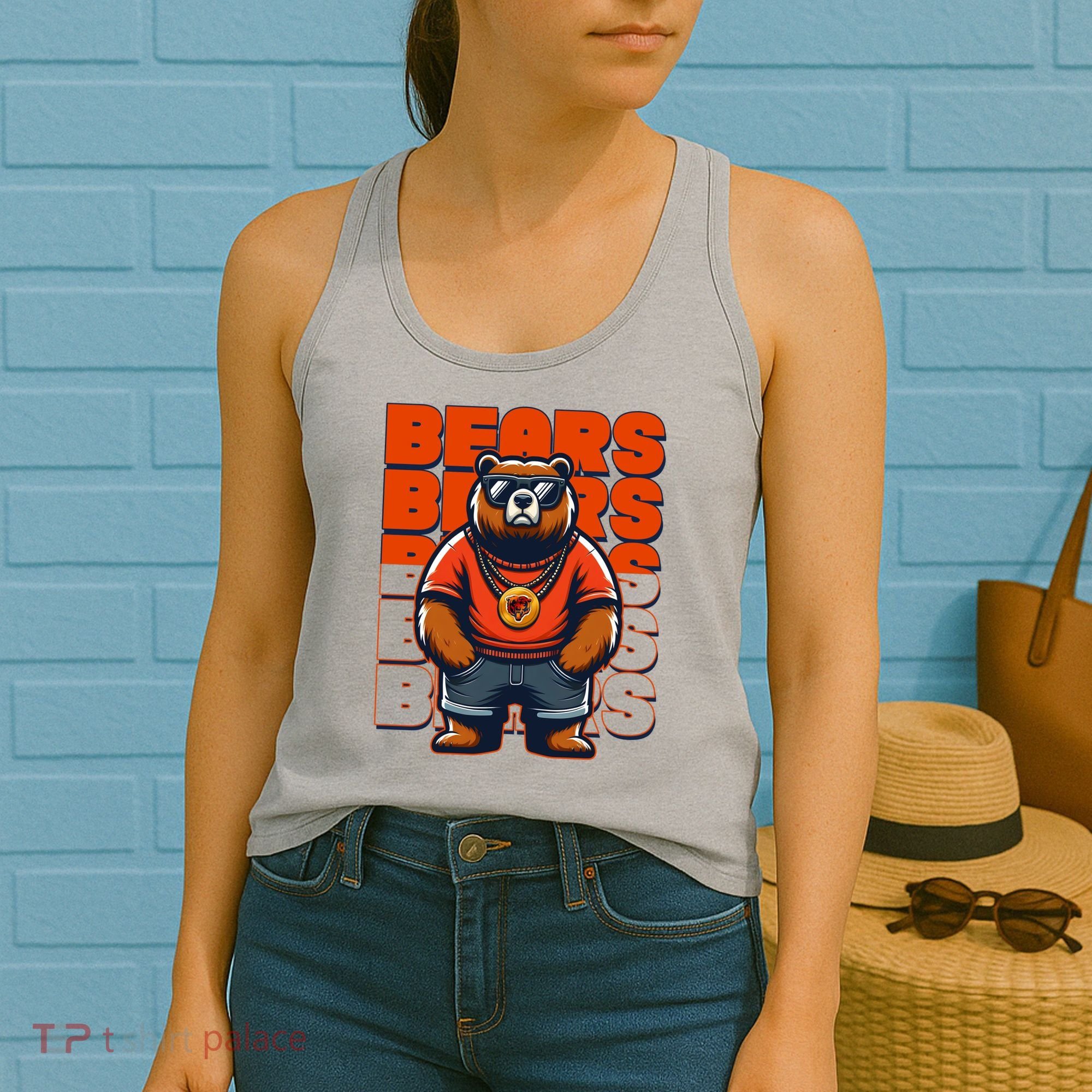 Retro Hip Hop Bears Football Women's Tank Top