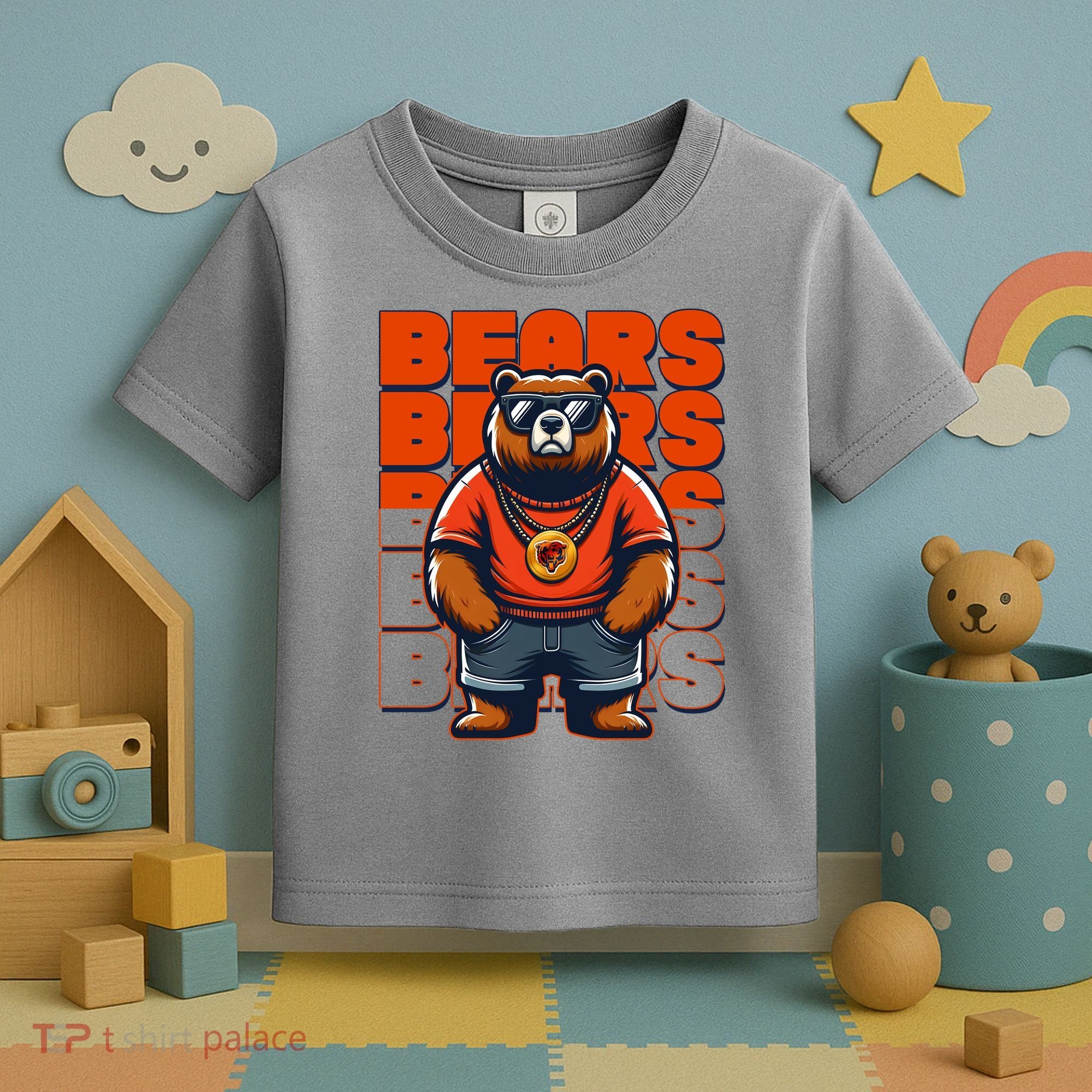 Retro Hip Hop Bears Football Toddler T-Shirt