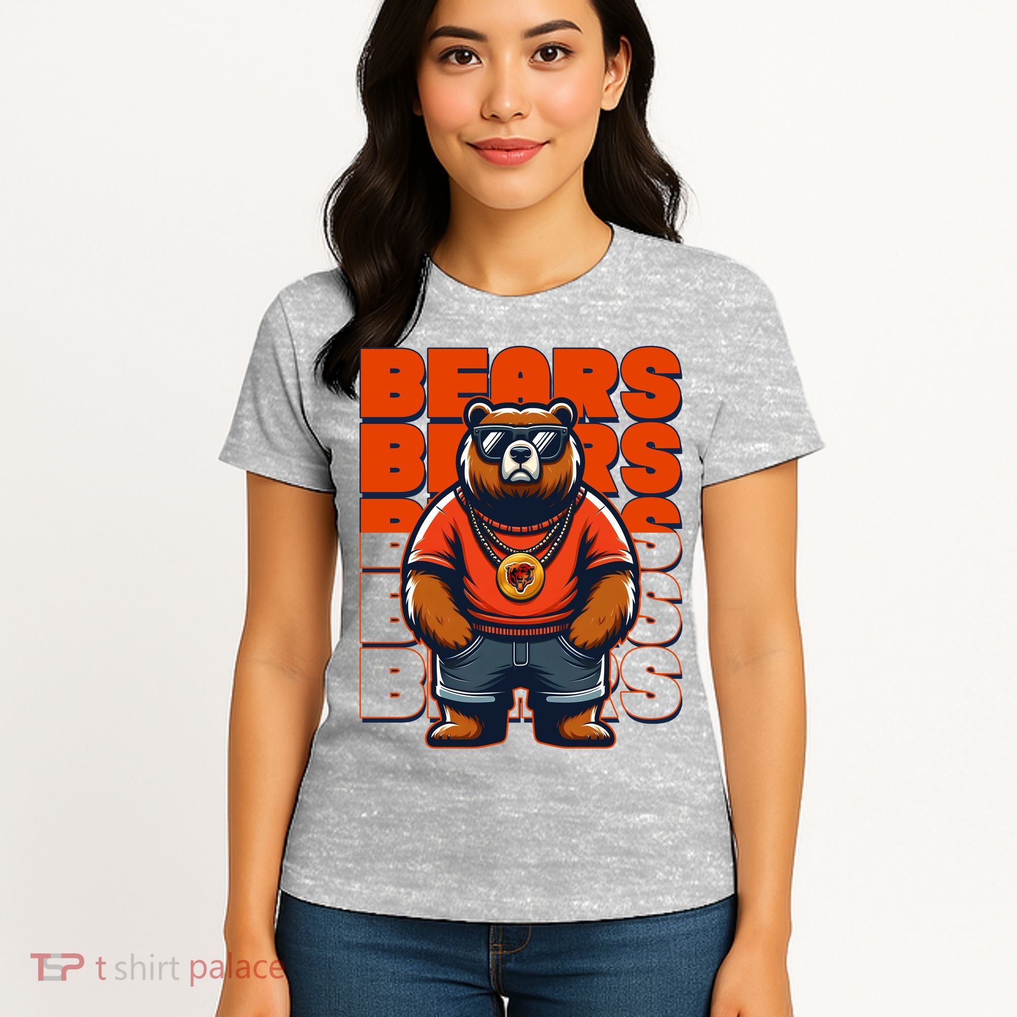 Retro Hip Hop Bears Football Women's T-Shirt