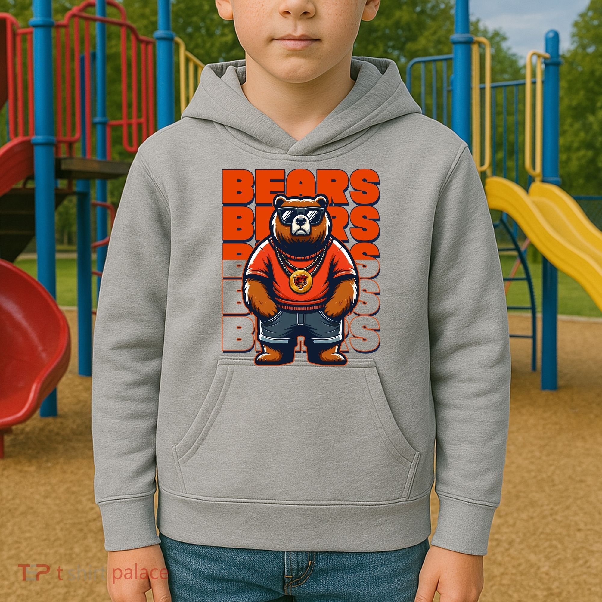 Retro Hip Hop Bears Football Kids Hoodie