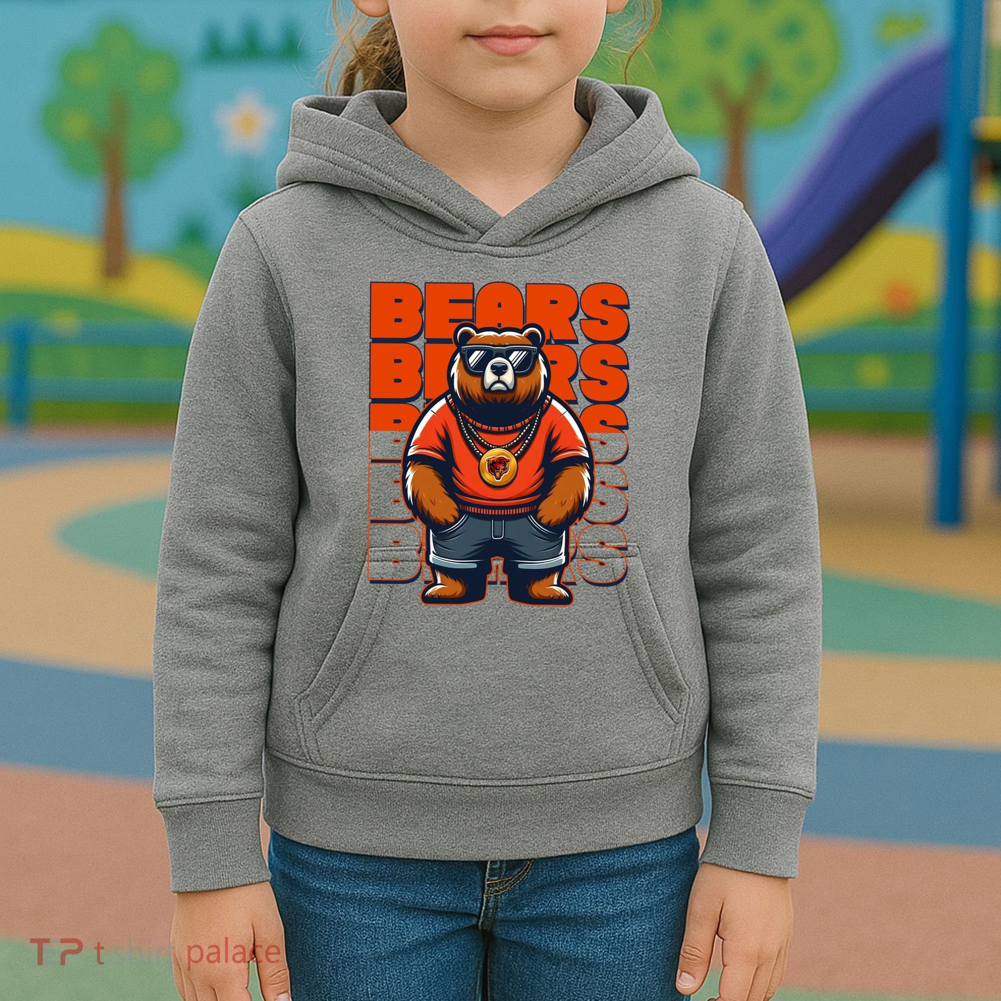 Retro Hip Hop Bears Football Kids Hoodie