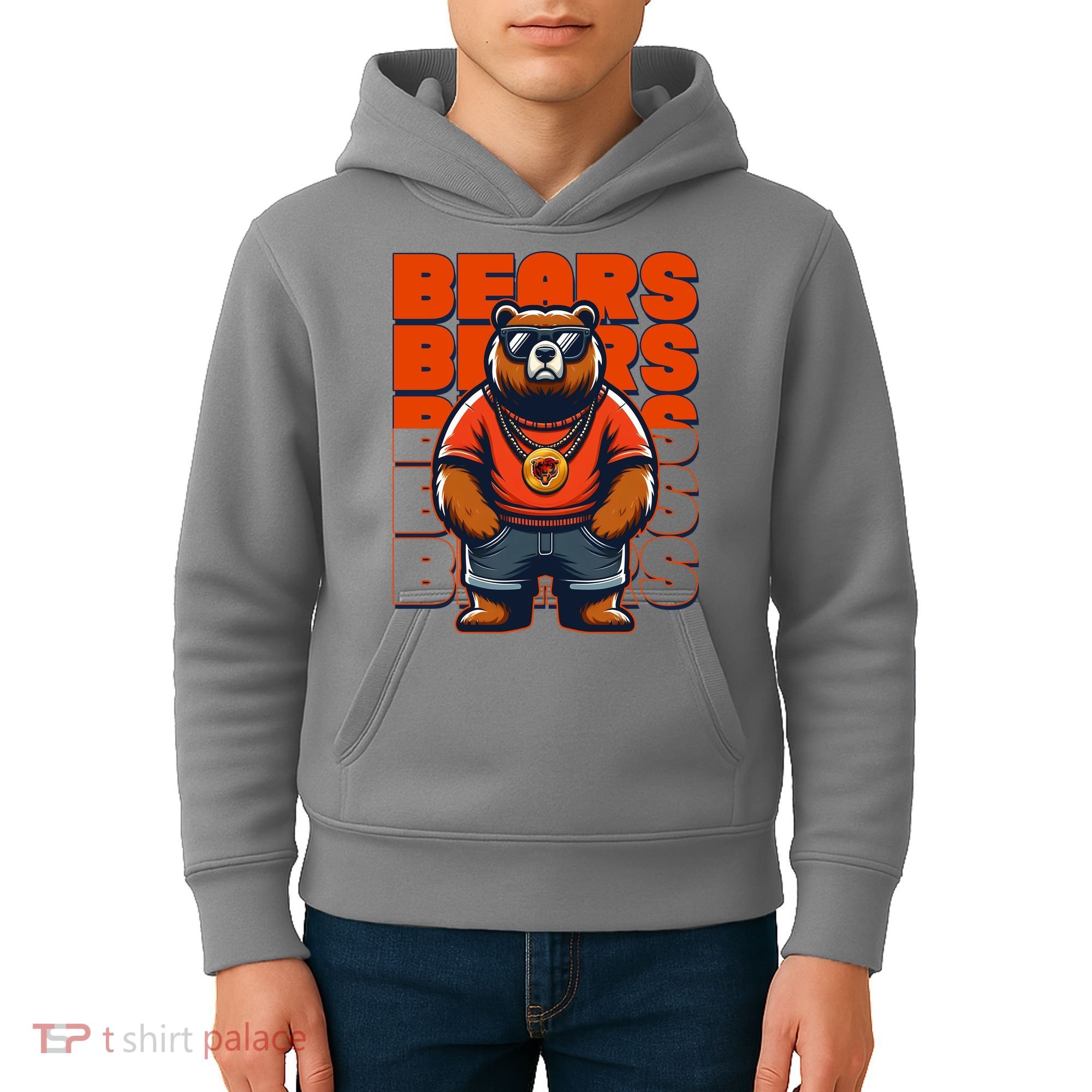 Retro Hip Hop Bears Football Kids Hoodie