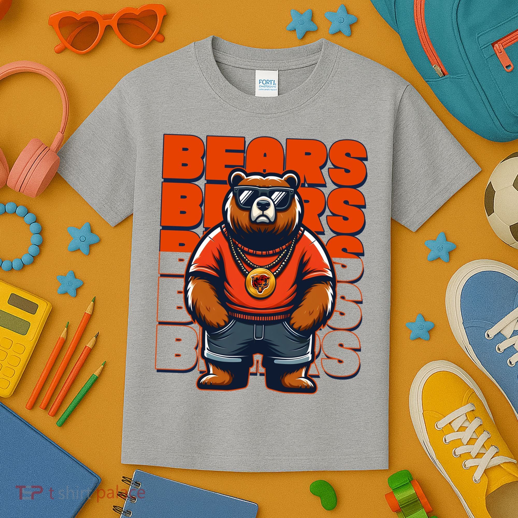 Retro Hip Hop Bears Football Kids T-Shirt