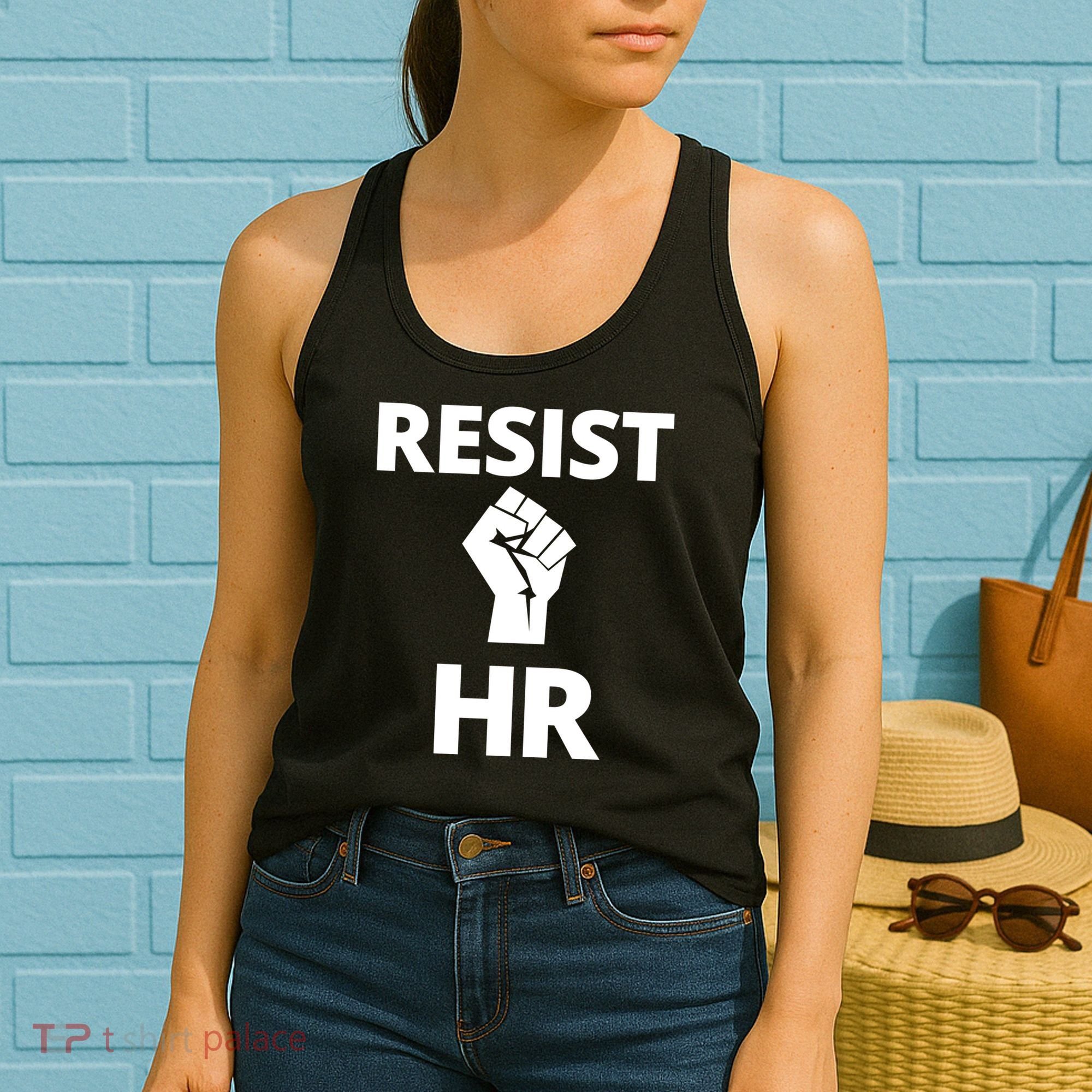 Resist HR Human Resources Funny Bosses Day Admin Work Humor Gift Women's Tank Top