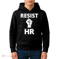Resist HR Human Resources Funny Bosses Day Admin Work Humor Gift Kids Hoodie thumb 4