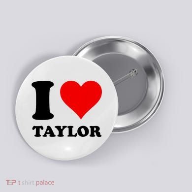 Red Heart I Love Taylor Button