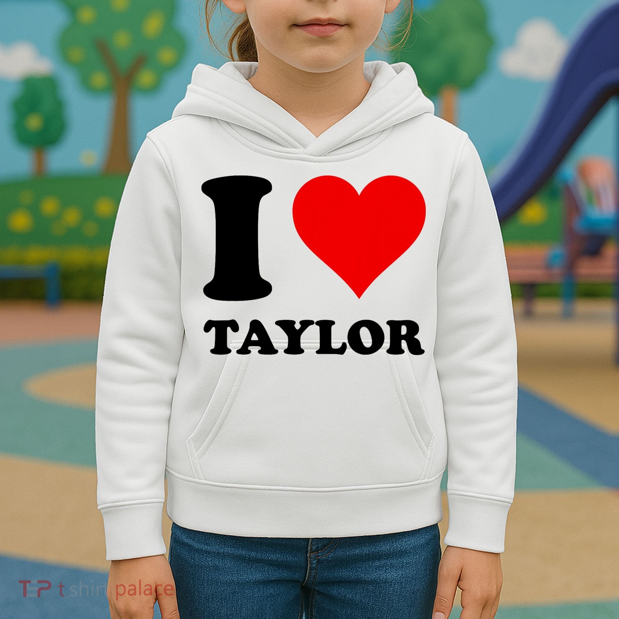 Red Heart I Love Taylor Kids Hoodie