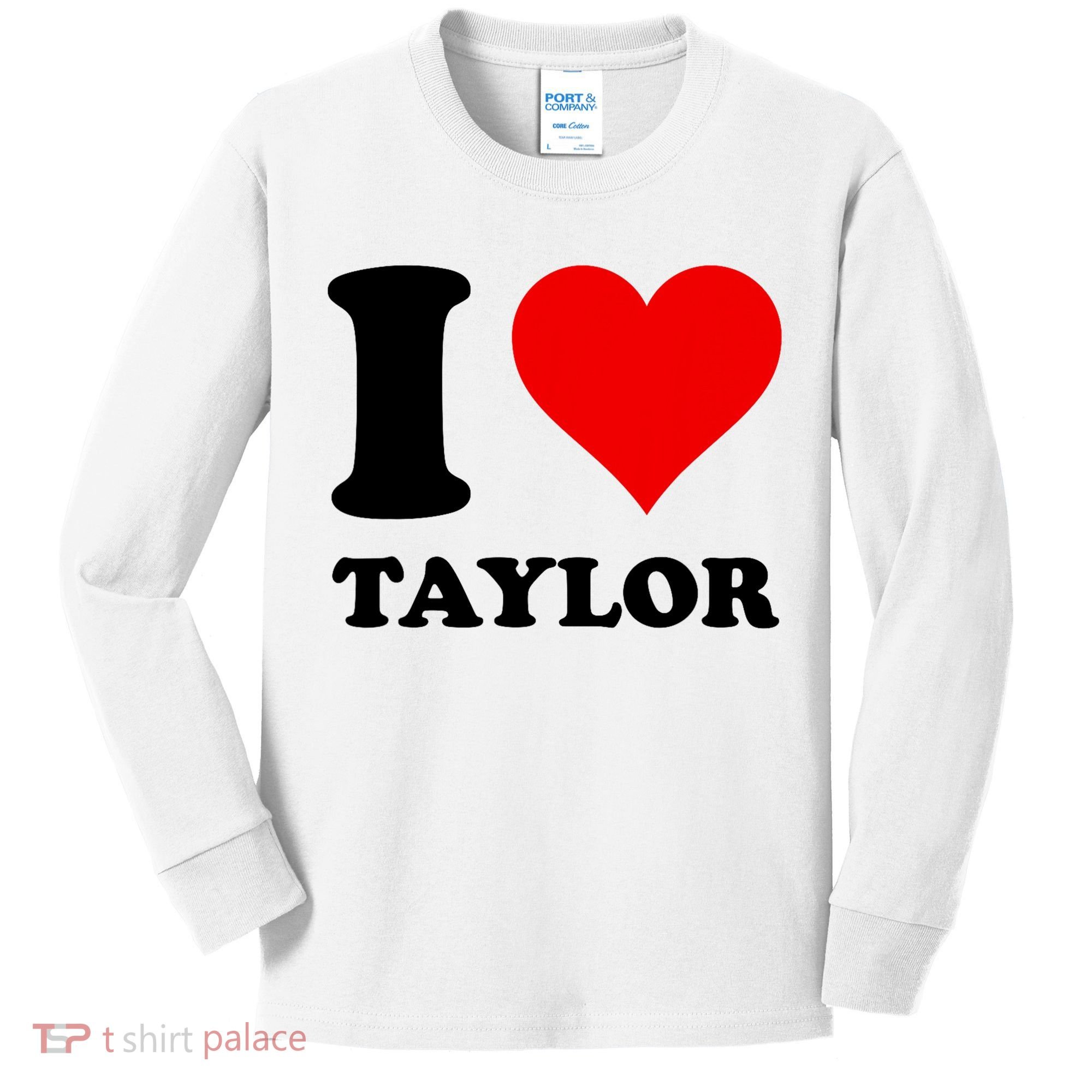 Red Heart I Love Taylor Kids Long Sleeve Shirt