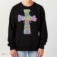 Retro He Is Risen Cross Easter Resurrection Jesus Christian Women's Sweatshirt thumb 0