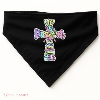 Retro He Is Risen Cross Easter Resurrection Jesus Christian USA-Made Doggie Bandana