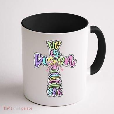 Retro He Is Risen Cross Easter Resurrection Jesus Christian Coffee Mug back