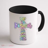 Retro He Is Risen Cross Easter Resurrection Jesus Christian Coffee Mug thumb 1