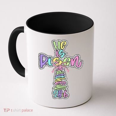 Retro He Is Risen Cross Easter Resurrection Jesus Christian Coffee Mug