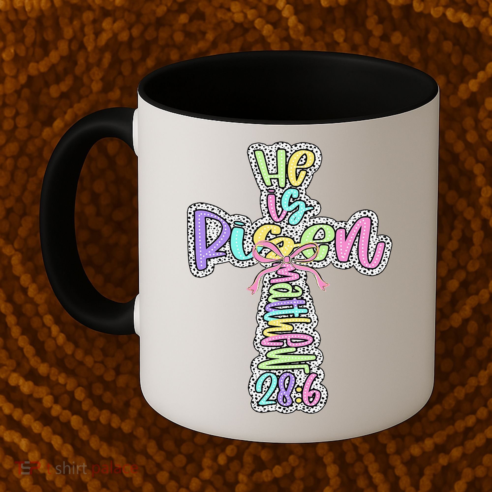 Retro He Is Risen Cross Easter Resurrection Jesus Christian Coffee Mug