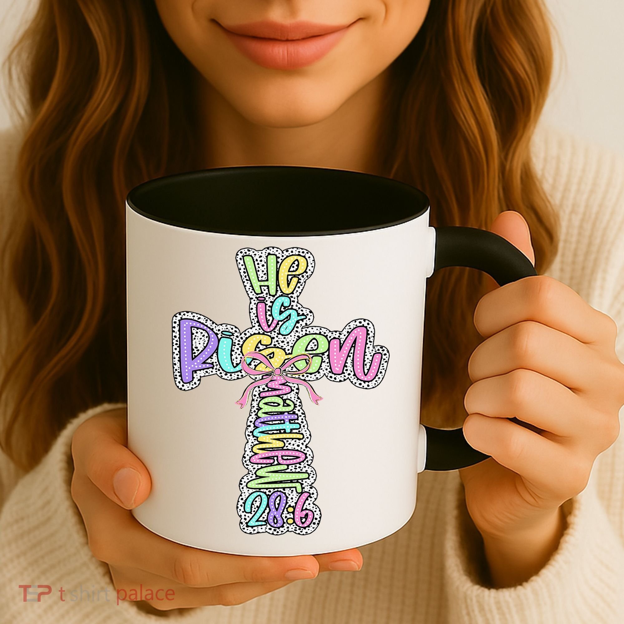 Retro He Is Risen Cross Easter Resurrection Jesus Christian Coffee Mug