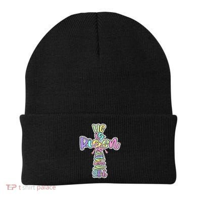 Retro He Is Risen Cross Easter Resurrection Jesus Christian Beanie