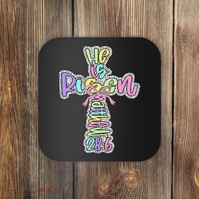 Retro He Is Risen Cross Easter Resurrection Jesus Christian Coaster