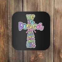 Retro He Is Risen Cross Easter Resurrection Jesus Christian Coaster thumb 0