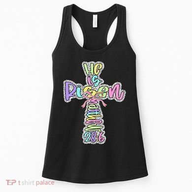 Retro He Is Risen Cross Easter Resurrection Jesus Christian Women's Tank Top