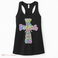 Retro He Is Risen Cross Easter Resurrection Jesus Christian Women's Tank Top thumb 0