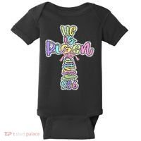 Retro He Is Risen Cross Easter Resurrection Jesus Christian Baby Bodysuit thumb 0