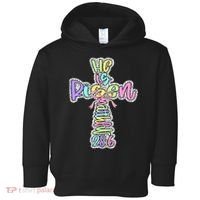 Retro He Is Risen Cross Easter Resurrection Jesus Christian Toddler Hoodie thumb 0