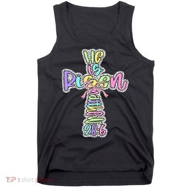 Retro He Is Risen Cross Easter Resurrection Jesus Christian Tank Top