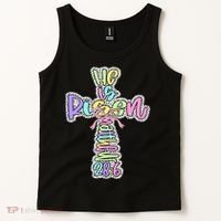 Retro He Is Risen Cross Easter Resurrection Jesus Christian Tank Top thumb 2