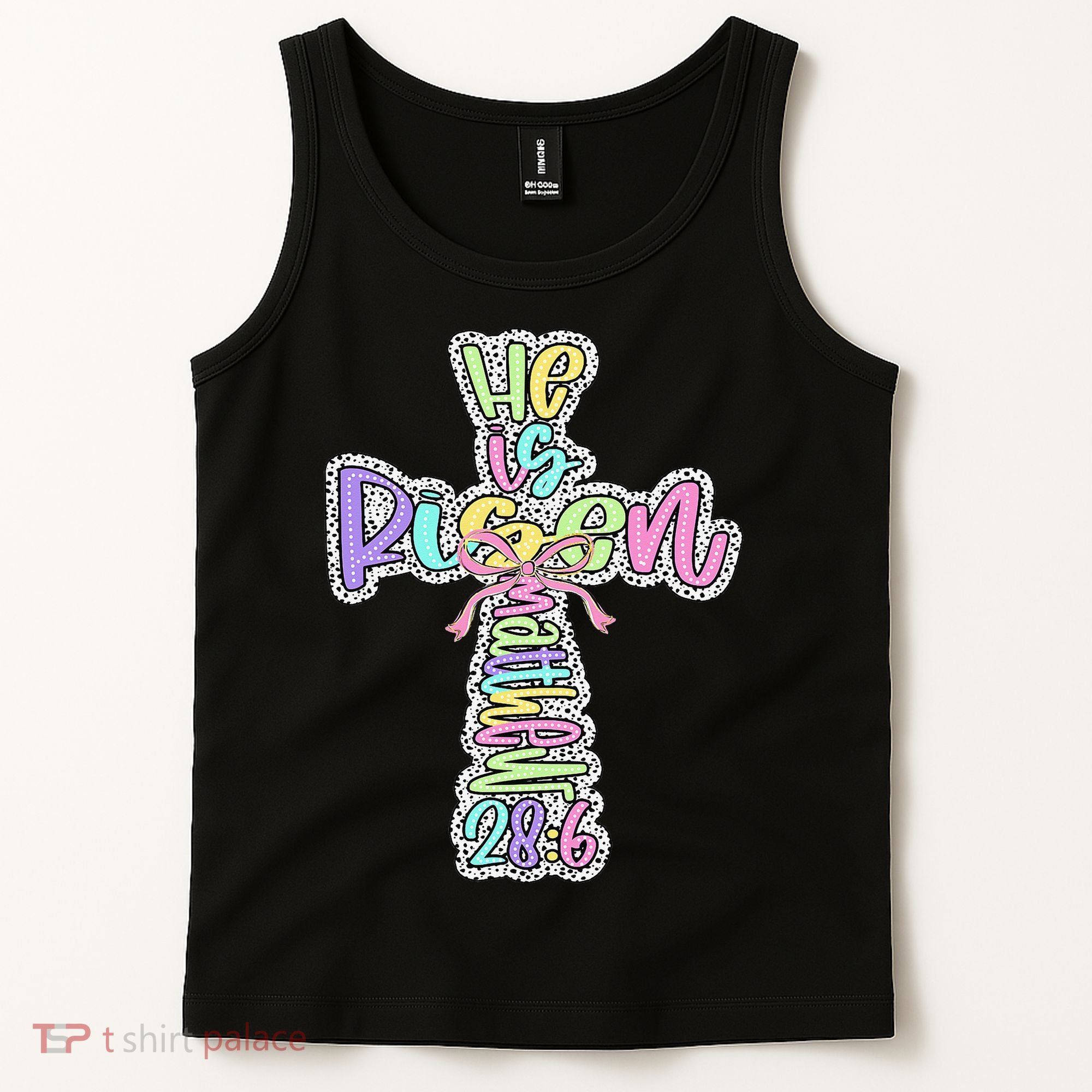 Retro He Is Risen Cross Easter Resurrection Jesus Christian Tank Top