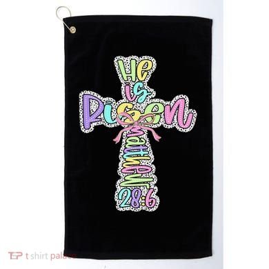 Retro He Is Risen Cross Easter Resurrection Jesus Christian Golf Towel