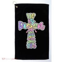 Retro He Is Risen Cross Easter Resurrection Jesus Christian Golf Towel thumb 0