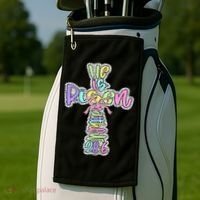Retro He Is Risen Cross Easter Resurrection Jesus Christian Golf Towel thumb 2