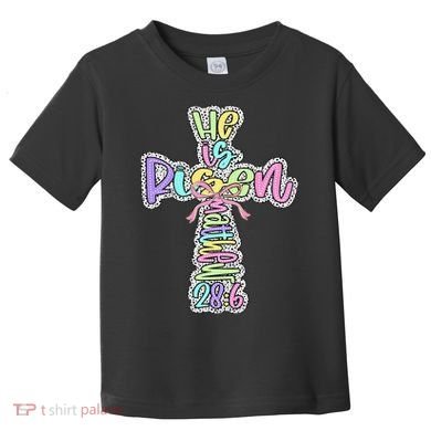 Retro He Is Risen Cross Easter Resurrection Jesus Christian Toddler T-Shirt