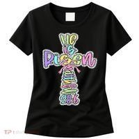 Retro He Is Risen Cross Easter Resurrection Jesus Christian Women's T-Shirt thumb 0