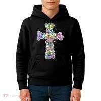 Retro He Is Risen Cross Easter Resurrection Jesus Christian Kids Hoodie thumb 4