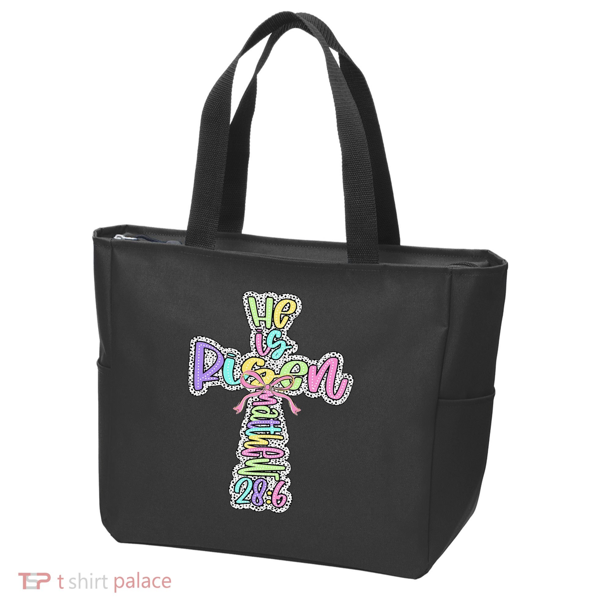 Retro He Is Risen Cross Easter Resurrection Jesus Christian Tote Bag